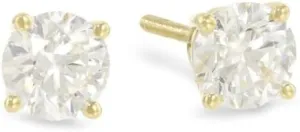 1 Carat GIA Certified Solitaire Diamond Stud Earrings Round Brilliant Shape 4 Prong Screw Back (H Color, I1 Clarity, 1 ctw)