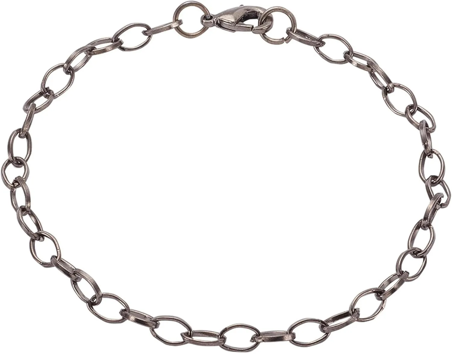 10 Strds Iron Oval Link Chain Bracelets Lobster Clasp Friendship Jewelry 205mm-Gunmetal