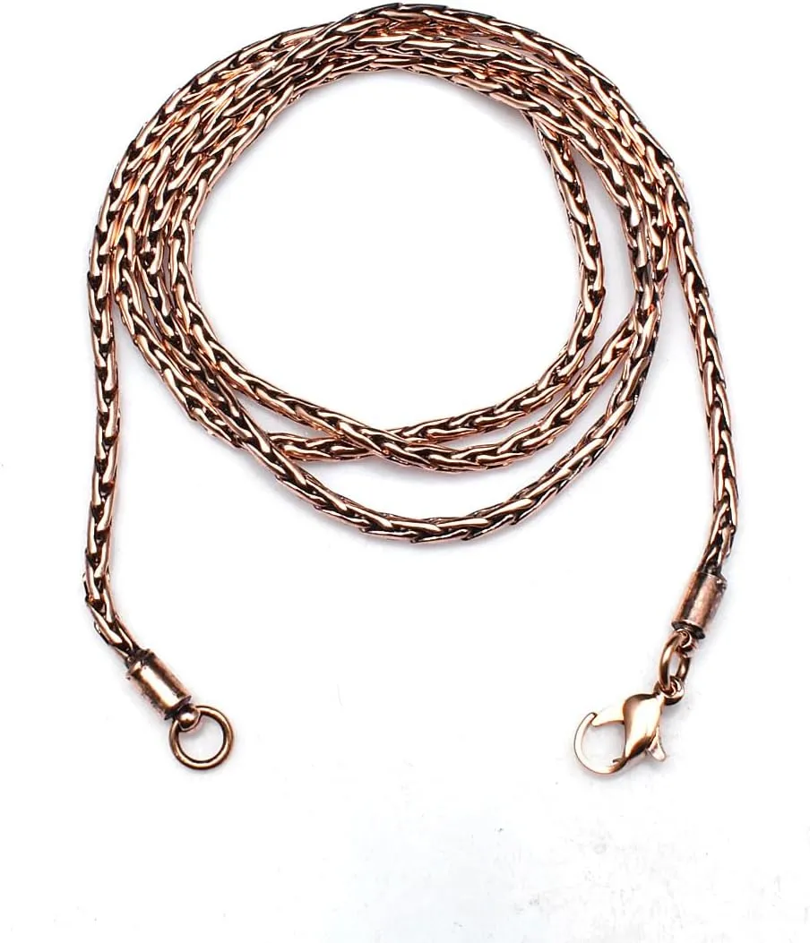 100% Oxidized Copper Chain Necklace Pure Copper Wheat Chain Solid Handmade jewelry Gift for Women and Men