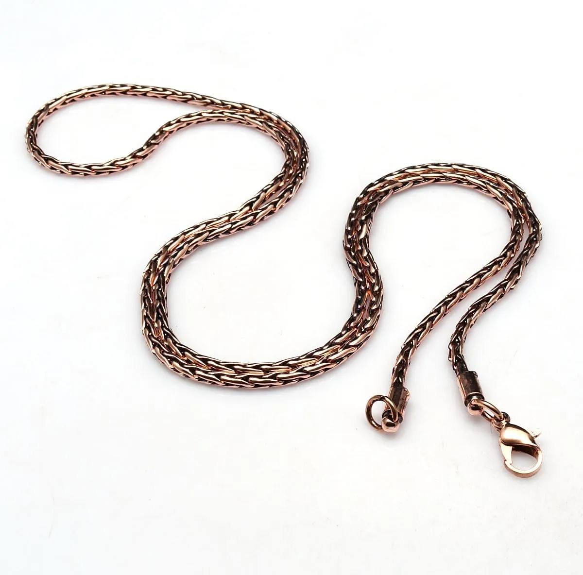100% Oxidized Copper Chain Necklace Pure Copper Wheat Chain Solid Handmade jewelry Gift for Women and Men