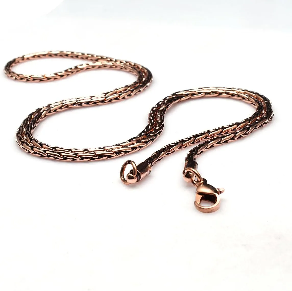 100% Oxidized Copper Chain Necklace Pure Copper Wheat Chain Solid Handmade jewelry Gift for Women and Men