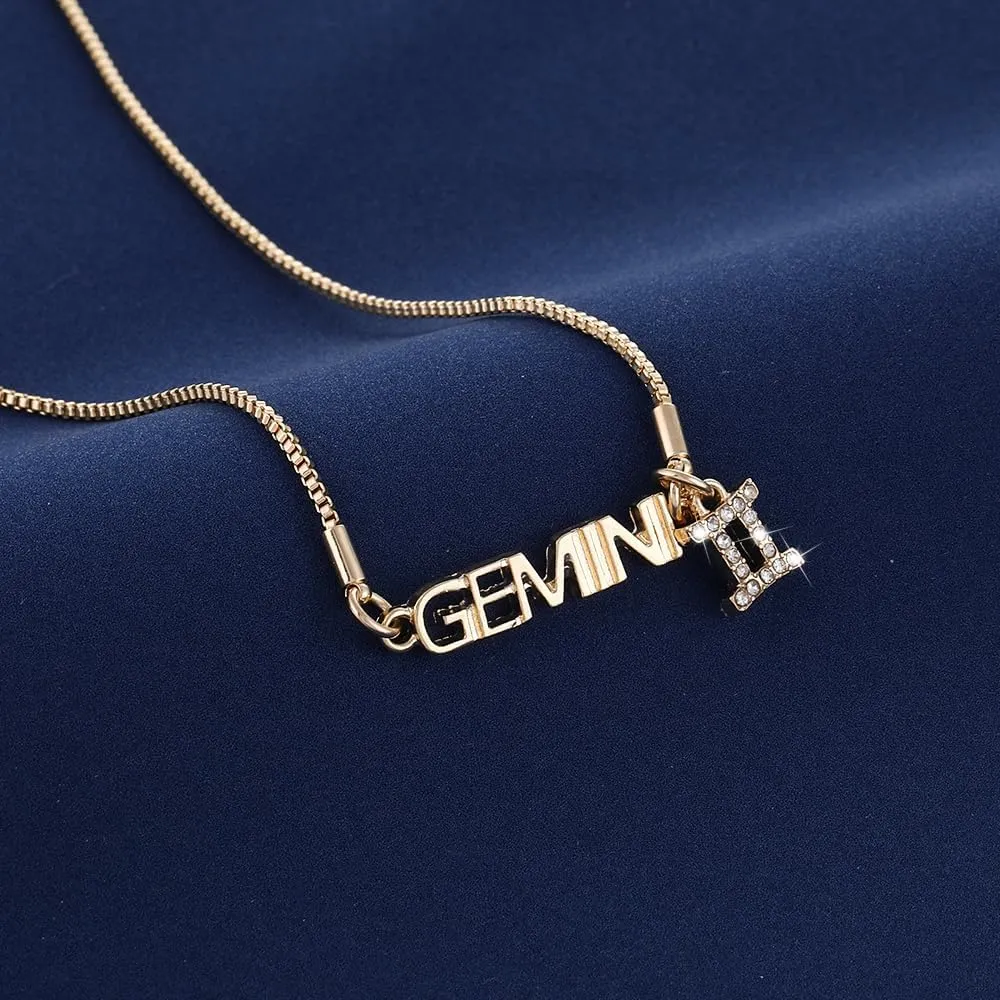 12 Constellation Zodiac Necklace for Women | 18K Gold Plated Adjustable Necklace | Jewelry Gift for Her, Birthday, Christmas