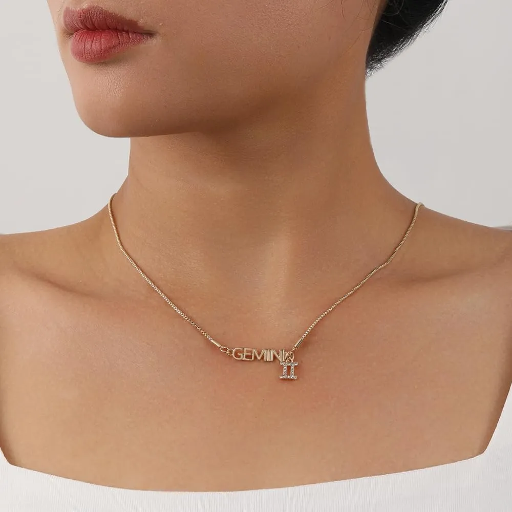 12 Constellation Zodiac Necklace for Women | 18K Gold Plated Adjustable Necklace | Jewelry Gift for Her, Birthday, Christmas