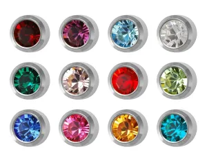 12 Pairs Studex Birthstones Mini 2mm Stainless Steel Bezel Setting Ear Piercing Stud Earrings
