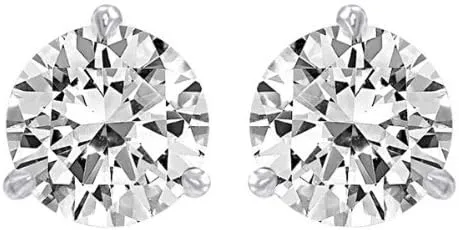 1/3 Carat Solitaire Diamond Stud Earrings Round Brilliant Shape 3 Prong Screw Back (D-E Color, VS1-VS2 Clarity)