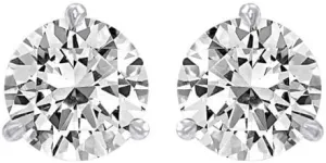 1/3 Carat Solitaire Diamond Stud Earrings Round Brilliant Shape 3 Prong Screw Back (D-E Color, VS1-VS2 Clarity)