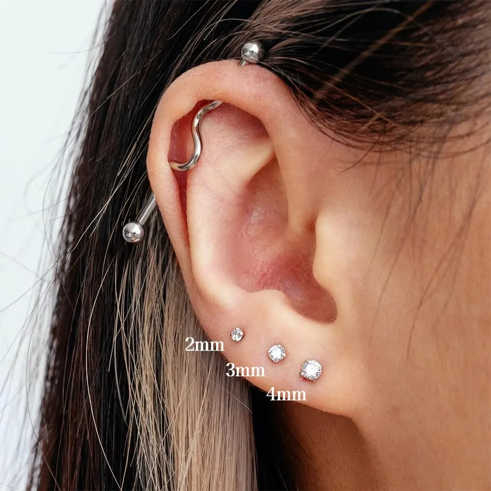 14K Gold Plated 925 Sterling Silver Moissanite Stud Flat Back Earrings for Women 0.06ct-2ct DF Color Brilliant Round Cut Jewelry Gifts