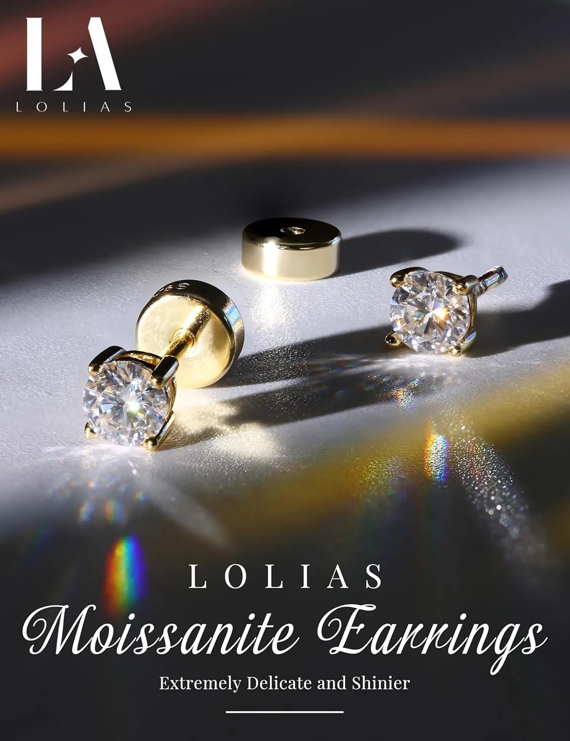 14K Gold Plated Moissanite Stud Earrings with Flat Back,925 Sterling Silver Moissanite Earring for Women Men,Small Round Cut D Color VVS1 Stud Earrings Hypoallergenic Jewelry Gift