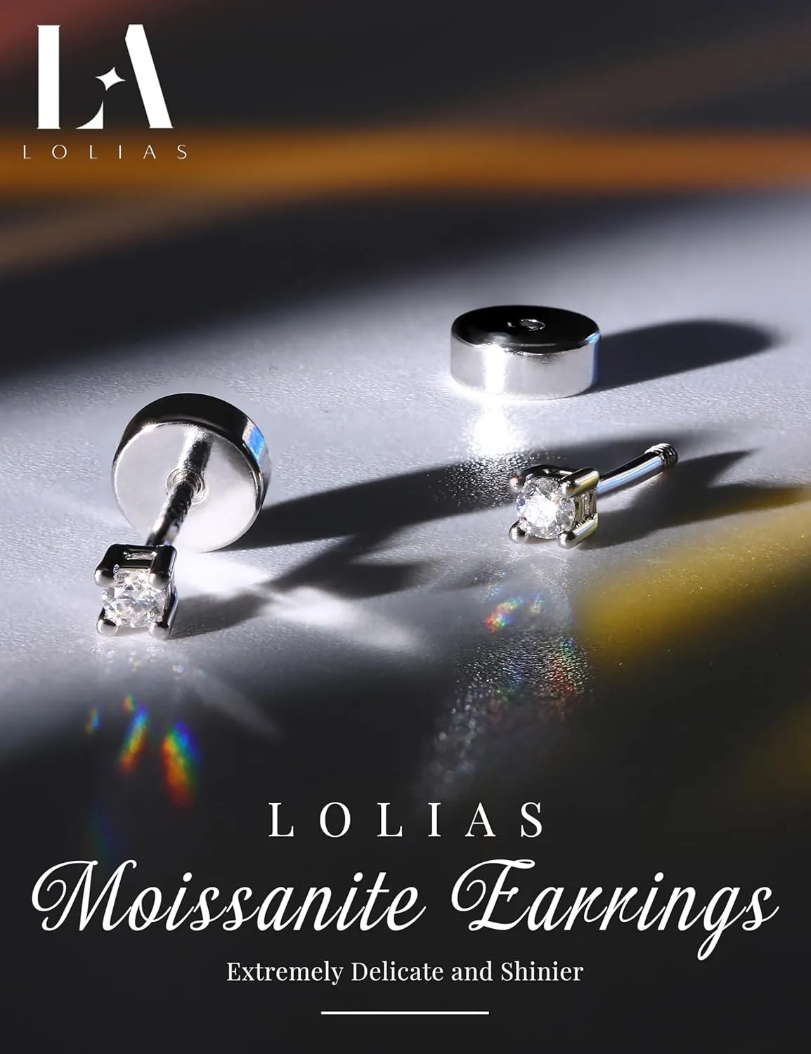 14K Gold Plated Moissanite Stud Earrings with Flat Back,925 Sterling Silver Moissanite Earring for Women Men,Small Round Cut D Color VVS1 Stud Earrings Hypoallergenic Jewelry Gift