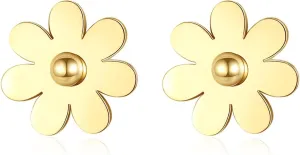14K Gold Plated Post Stud Earrings Tiny Flower Daisy Earrings for Women Hypoallergenic Gold Studs for Sensitive Ears