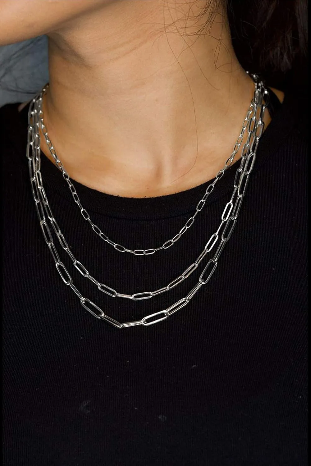 14k White Gold 4mm Paper Clip Link Necklace (Available 14" to 24")
