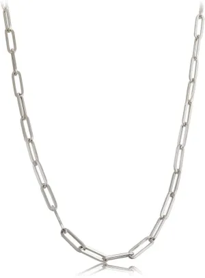 14k White Gold 4mm Paper Clip Link Necklace (Available 14" to 24")
