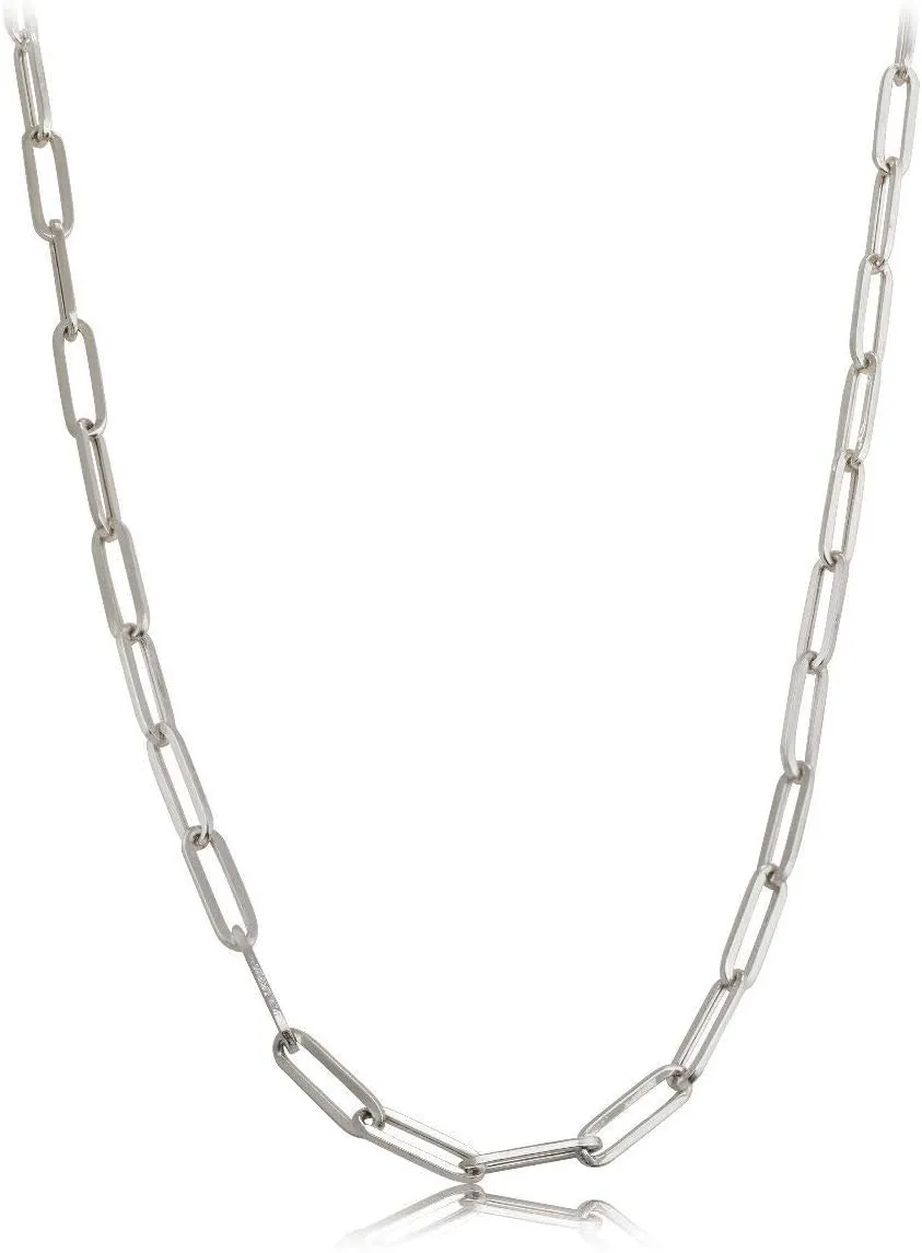 14k White Gold 4mm Paper Clip Link Necklace (Available 14" to 24")