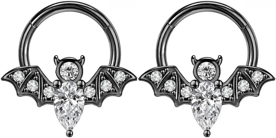 16G Bat Septum Ring for Women Men Stainless Steel Septum Jewelry 8mm Nose Ring Hoop Cartilage Earrings Statement Body Piercing Jewelry
