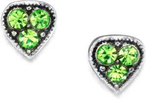 1928 Jewelry Silver Tone Crystal Heart Stud Earrings