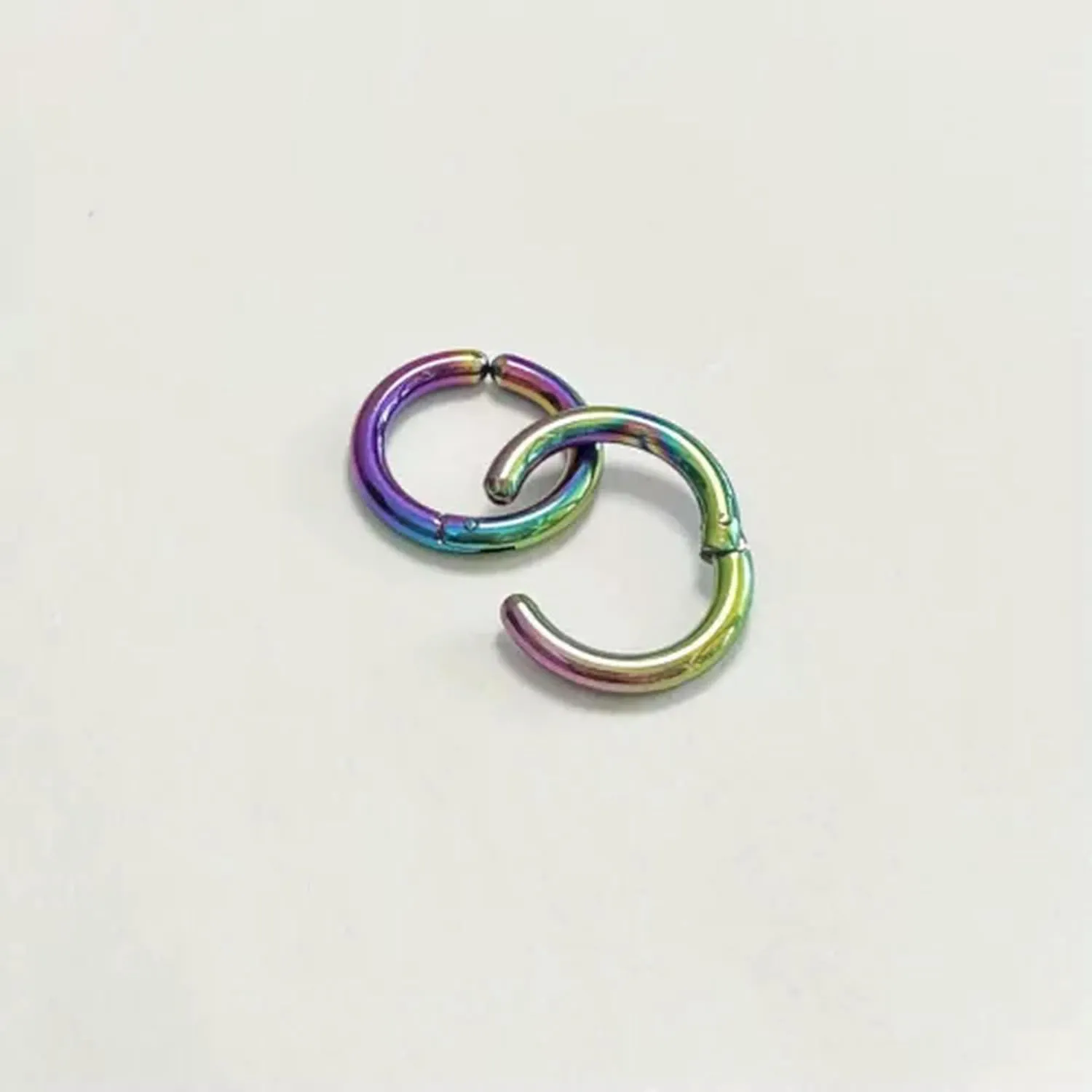 1Pair Surgical Steel Ear Cuff Non-Piercing Fake Hoop Earrings s Clip On AU-Rainbow-10mm