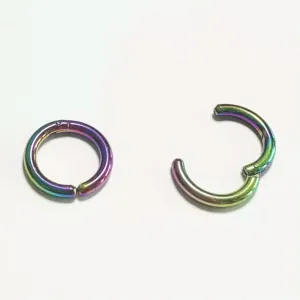 1Pair Surgical Steel Ear Cuff Non-Piercing Fake Hoop Earrings s Clip On AU-Rainbow-10mm
