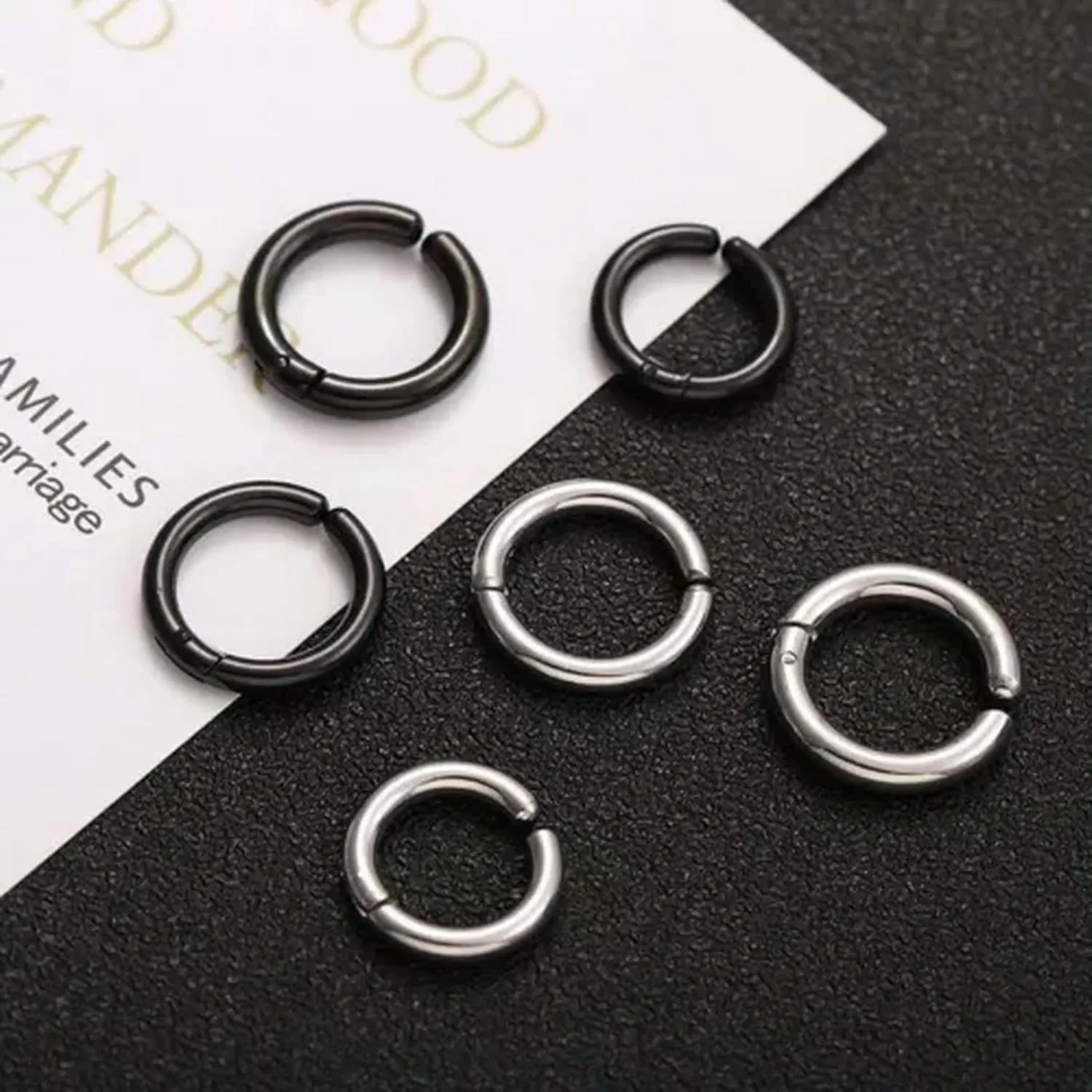 1Pair Surgical Steel Ear Cuff Non-Piercing Fake Hoop Earrings s Clip On AU-Rainbow-10mm
