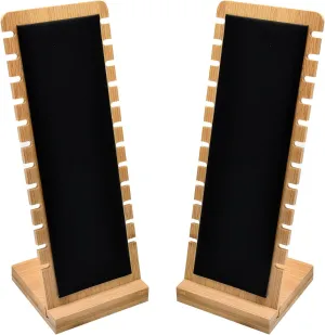 2 Pack Bamboo Panel Jewelry Necklace Tabletop Display Boards Stand (Black)