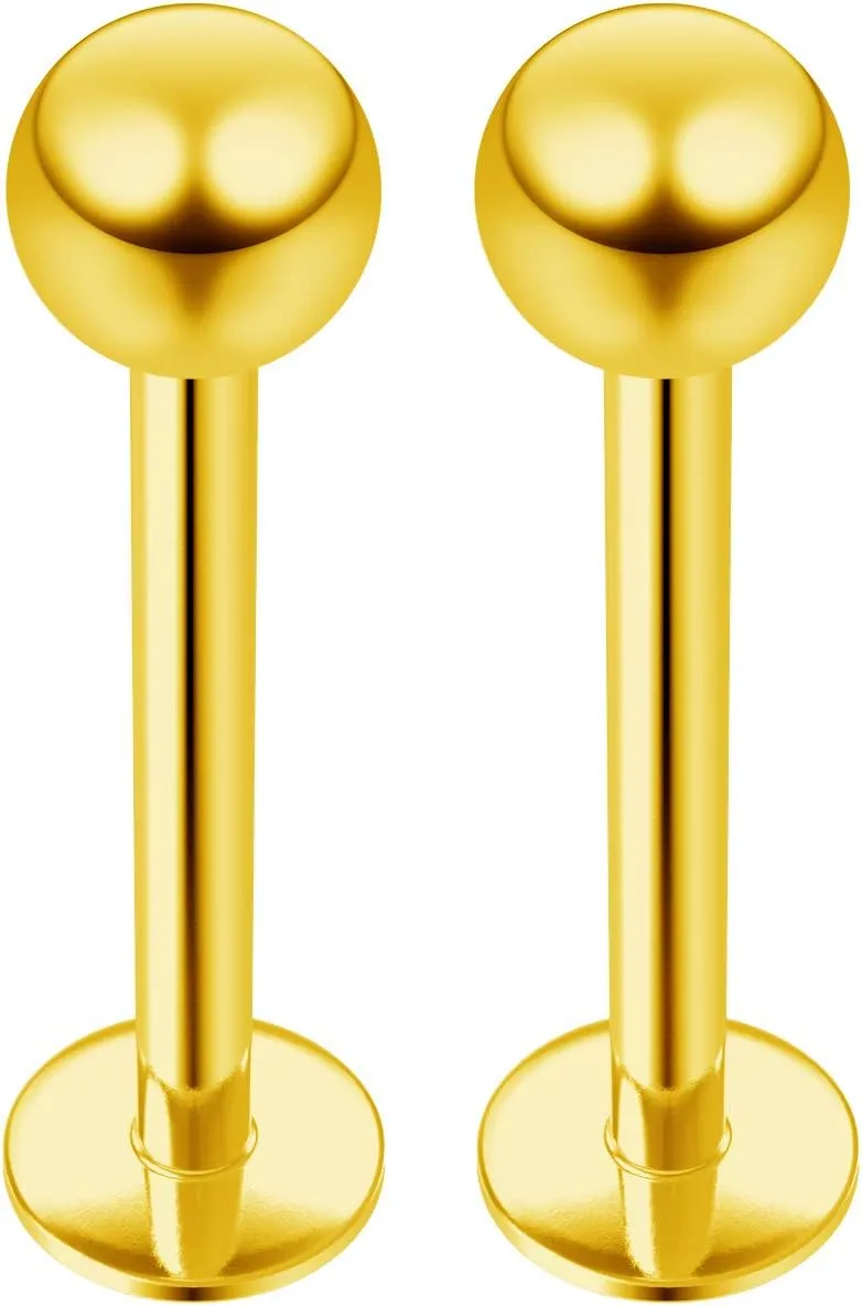 2pc Labret Studs Lip Ring Monroe Tragus Snake Spider Bites Forward Helix Cartilage Dahlia Conch Surgical Steel 4mm Ball Piercing