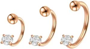 3Pcs 18G Surgical Steel CZ Cartilage Earrings C-Shaped Hoops Snake Bite Lip Rings Nose Rings Body Piercing Jewelry for Women Men 6mm 8mm 10mm