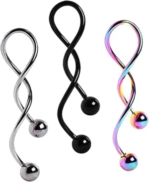 3Pcs Creative Spiral Design Piercing Decor Navel Ring Unique Chic Earrings for Women Durable Stainless Steel Skin Friendly present for Belly Ring Lovers