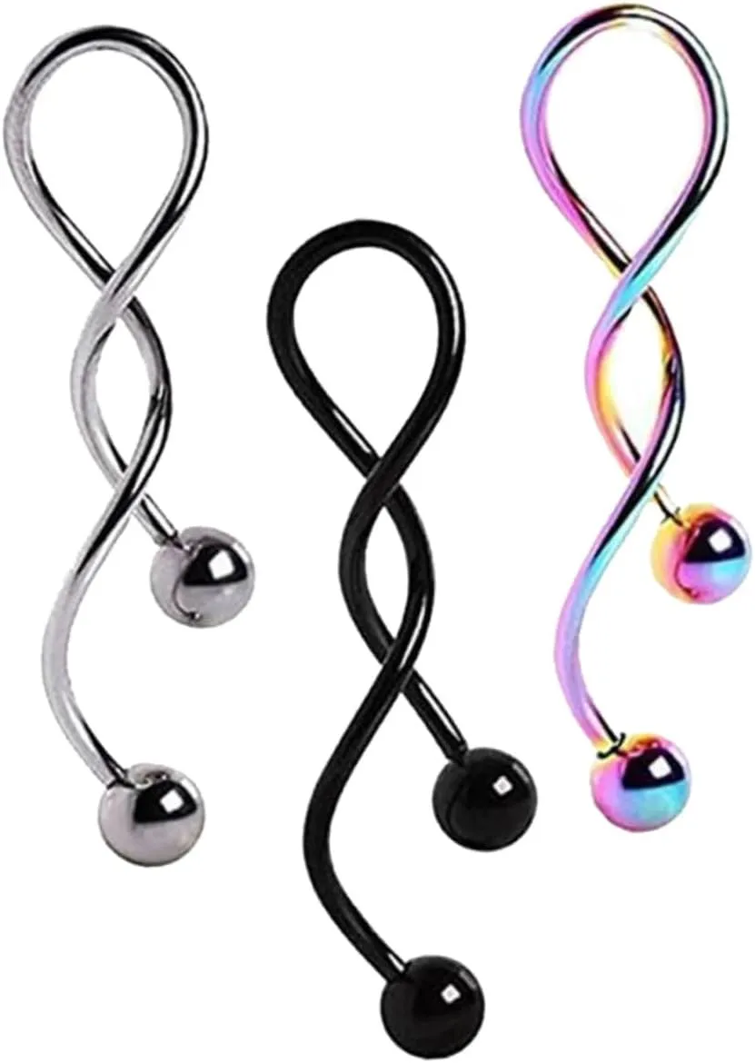 3Pcs Creative Spiral Piercing Jewelry Unique Earring and Belly Button Ring for Women Durable Stainless Steel Ear Ornaments for Parties Beach and Dance Events