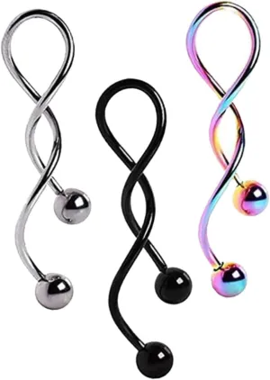 3Pcs Creative Spiral Piercing Jewelry Unique Earring and Belly Button Ring for Women Durable Stainless Steel Ear Ornaments for Parties Beach and Dance Events