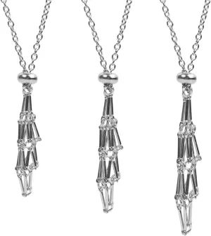 3PCS Crystal Holder Necklaces Stainless Steel Cage for Stone Adjustable Natural Crystal Cage Necklace Holder Necklace Quartz Natural Gemstone Jewelry for Women Men