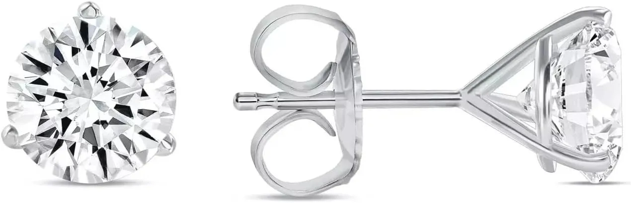 4.50 Ct Round Cut Diamond Stud Earrings Solid Real Martini Women's 18K White Gold Push Back Jewellery
