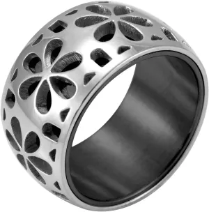 555Jewelry Stainless Steel Daisy Flowers Full Bloom Memorable Band Ring