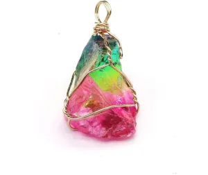 5pcs Natural Crystal 5pcs Stone Pendant, Chakra Crystal Healing Stone Pendants Charms for Necklace Jewelry Making