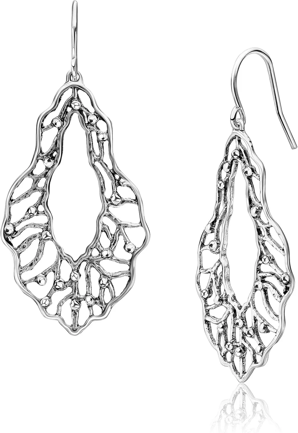 925 Sterling Silver Artistic Openwork Dangle Earrings, Earrings For Women, Gift For Her, Jewelry For Women, Hypoallergenic, Nickel & Lead-free, Artisan Handcrafted Designer collection, Made In Israel