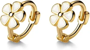 925 Sterling Silver Flower Stud Earrings - Simple Ear Cuffs for Women