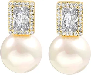 925 Sterling Silver Hoop Handpicked AAA  Quality 7.5-8mm White Freshwater Cultured Pearl Dangle Drop Earrings Jewelry for Women
