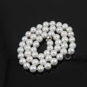AA Grade 8-9mm White Freshwater Cultured Pearl Necklace for Women, Real Pearl Strand Necklaces
