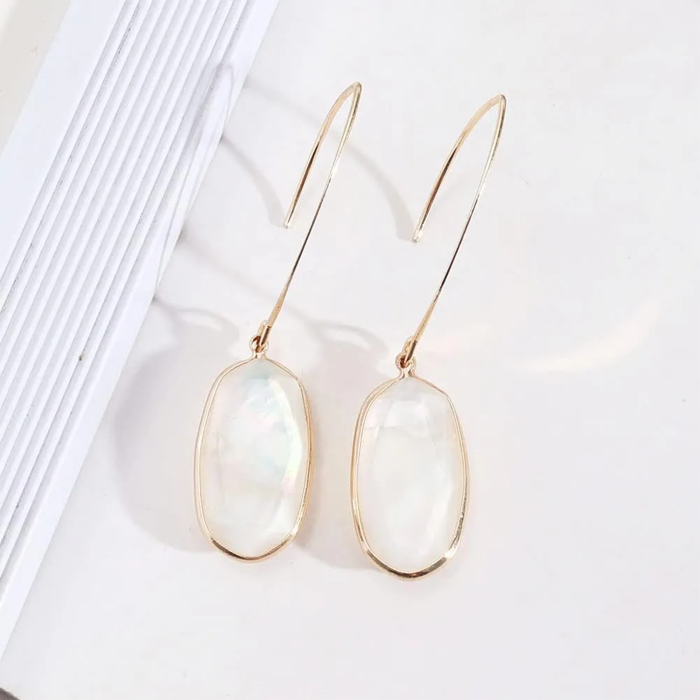 Abalone Shell Earrings for Women White Shell Hook Earrings Summer Beach Waterdrop Shell Dangle Earrings Fashion Jewelry
