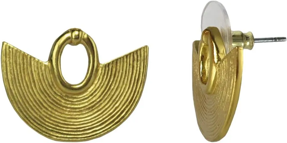 Across The Puddle, 24k Gold Plated Boho Statement Stud Earrings - Museum Quality Goldwork Reproductions from Pre-Columbian Cultures - Historical