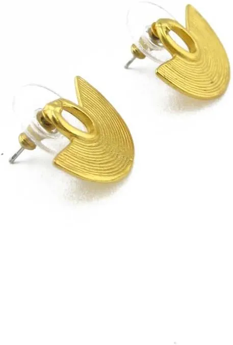 Across The Puddle, 24k Gold Plated Boho Statement Stud Earrings - Museum Quality Goldwork Reproductions from Pre-Columbian Cultures - Historical