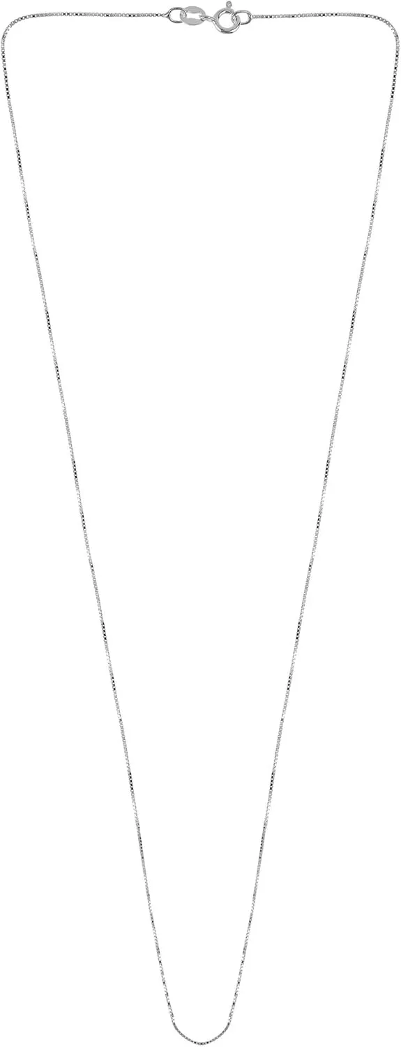 AeraVida Stylishly Sleek 0.5 Mm Box Chain.925 Sterling Silver Necklace | Sterling Silver Box Chain 16", 18", or 20" | Plain Silver Chain Necklace | Sterling Silver Necklace for Women