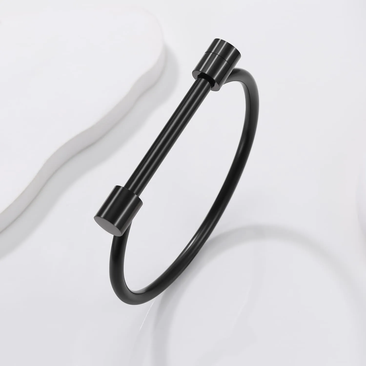 AILUOR Stainless Steel D Shape Bar Screw Shackle Horseshoe Novelty Fashion Bangle Bracelet Jewelry Unisex