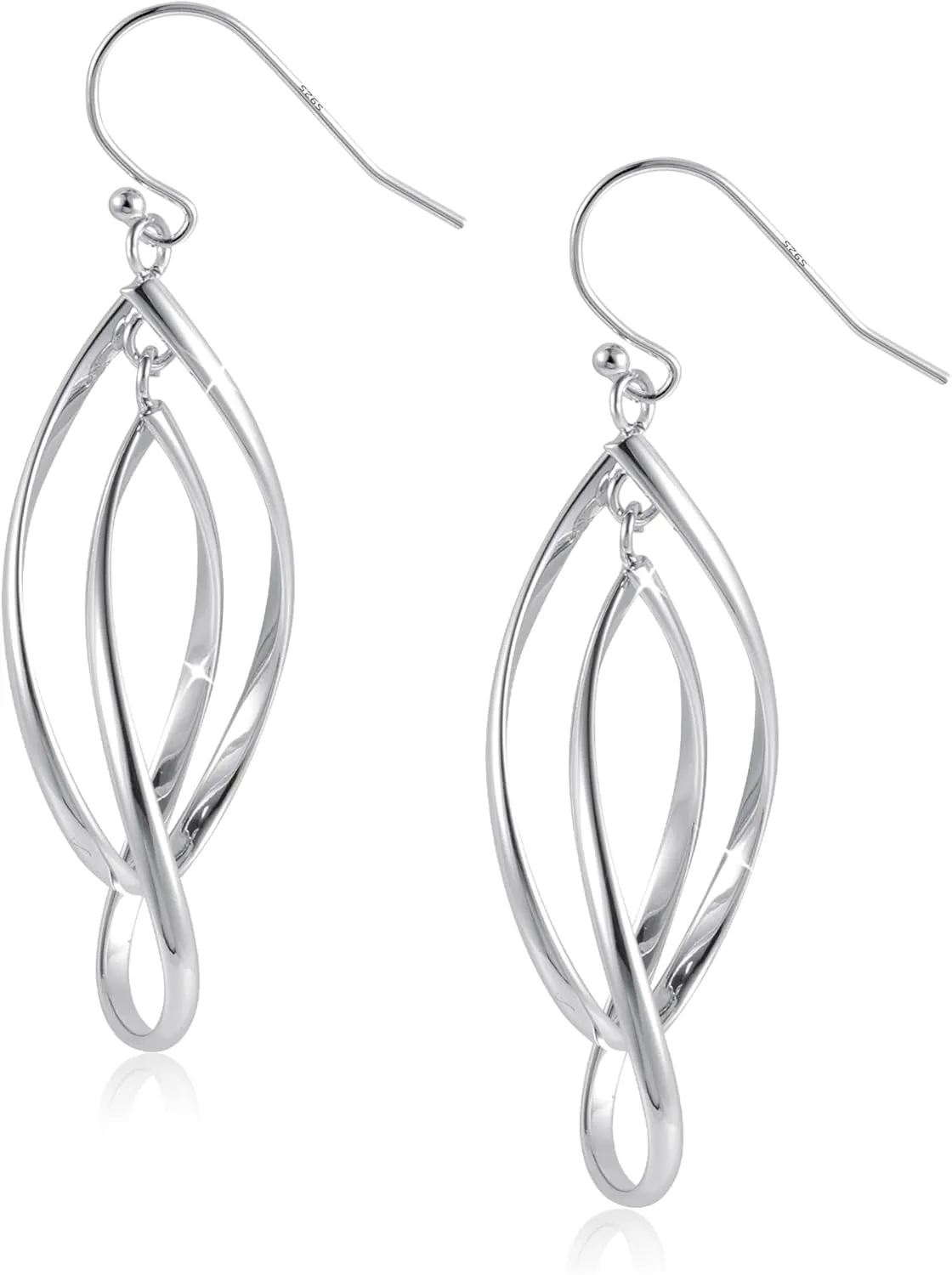 ALEXCRAFT Sterling Silver Dangle Drop Earrings for Women Hypoallergenic 14K Gold Double Linear Elongated Teardrop Dangle Earrings Ladies Trendy Statement Jewelry
