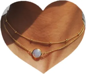 Aluinn Crystal Layered Necklace Fashion Boho Necklaces Gold Teardrop Moonstone Necklace for Women