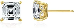 Amazon Essentials Plated Sterling Silver Stud Earrings set with Princess Brilliant Cut Infinite Elements Cubic Zirconia , (previously Amazon Collection)