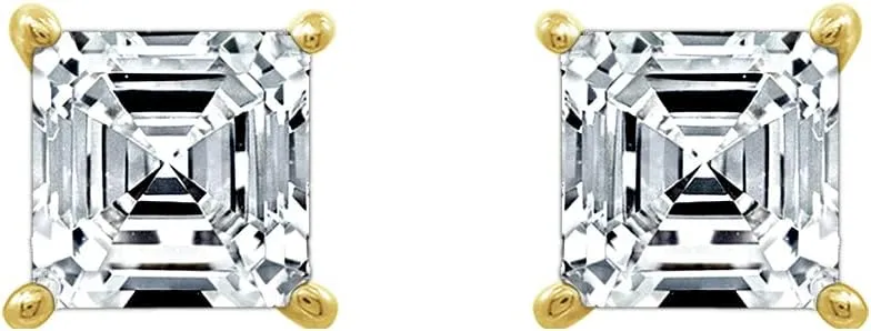 Amazon Essentials Plated Sterling Silver Stud Earrings set with Princess Brilliant Cut Infinite Elements Cubic Zirconia , (previously Amazon Collection)