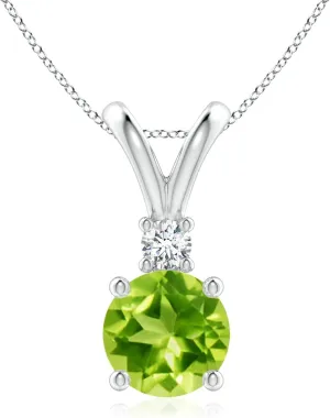 Angara Natural Peridot Solitaire Pendant Necklace in Sterling Silver / 14K Solid Gold | August Birthstone, Birthday, Engagement, Anniversary, Wedding Jewelry Gift for Women