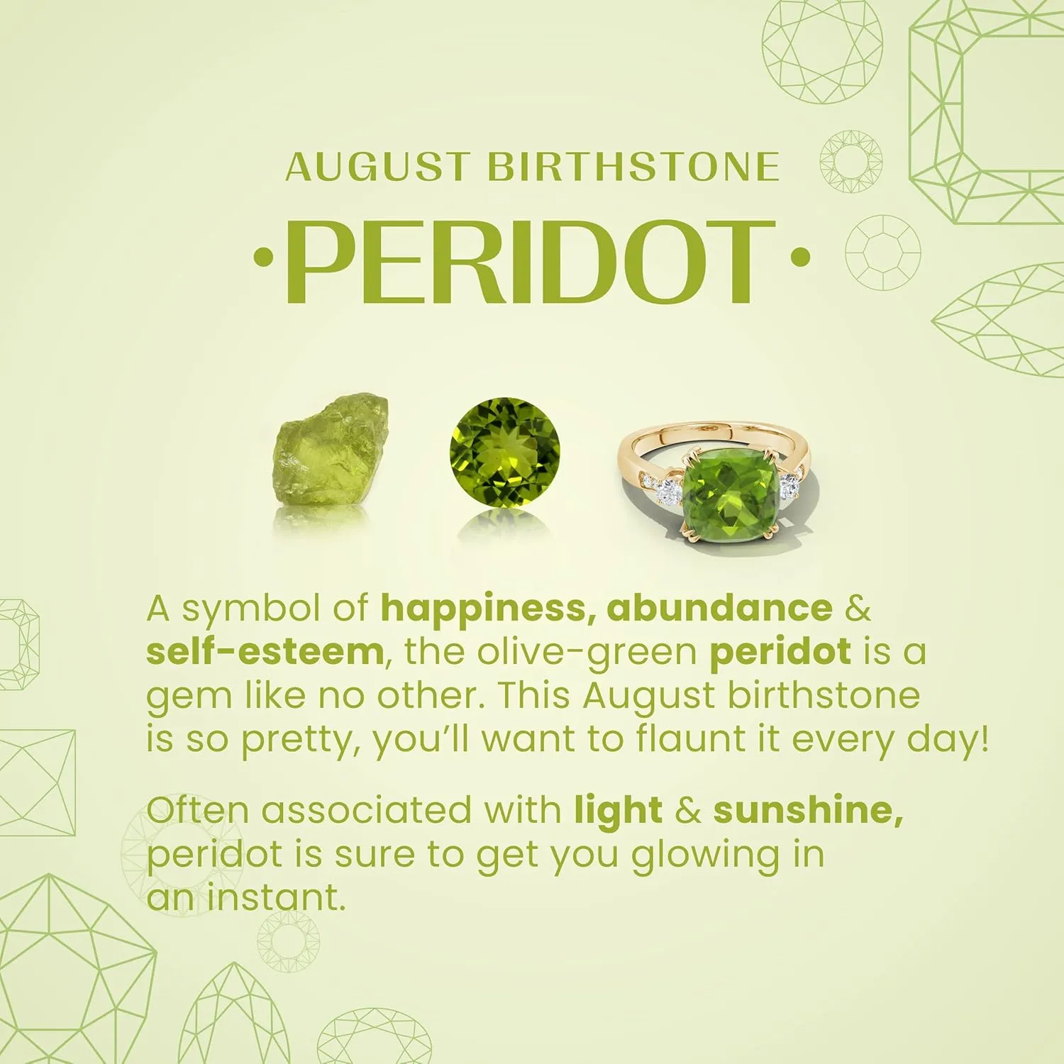 Angara Natural Peridot Solitaire Pendant Necklace in Sterling Silver / 14K Solid Gold | August Birthstone, Birthday, Engagement, Anniversary, Wedding Jewelry Gift for Women