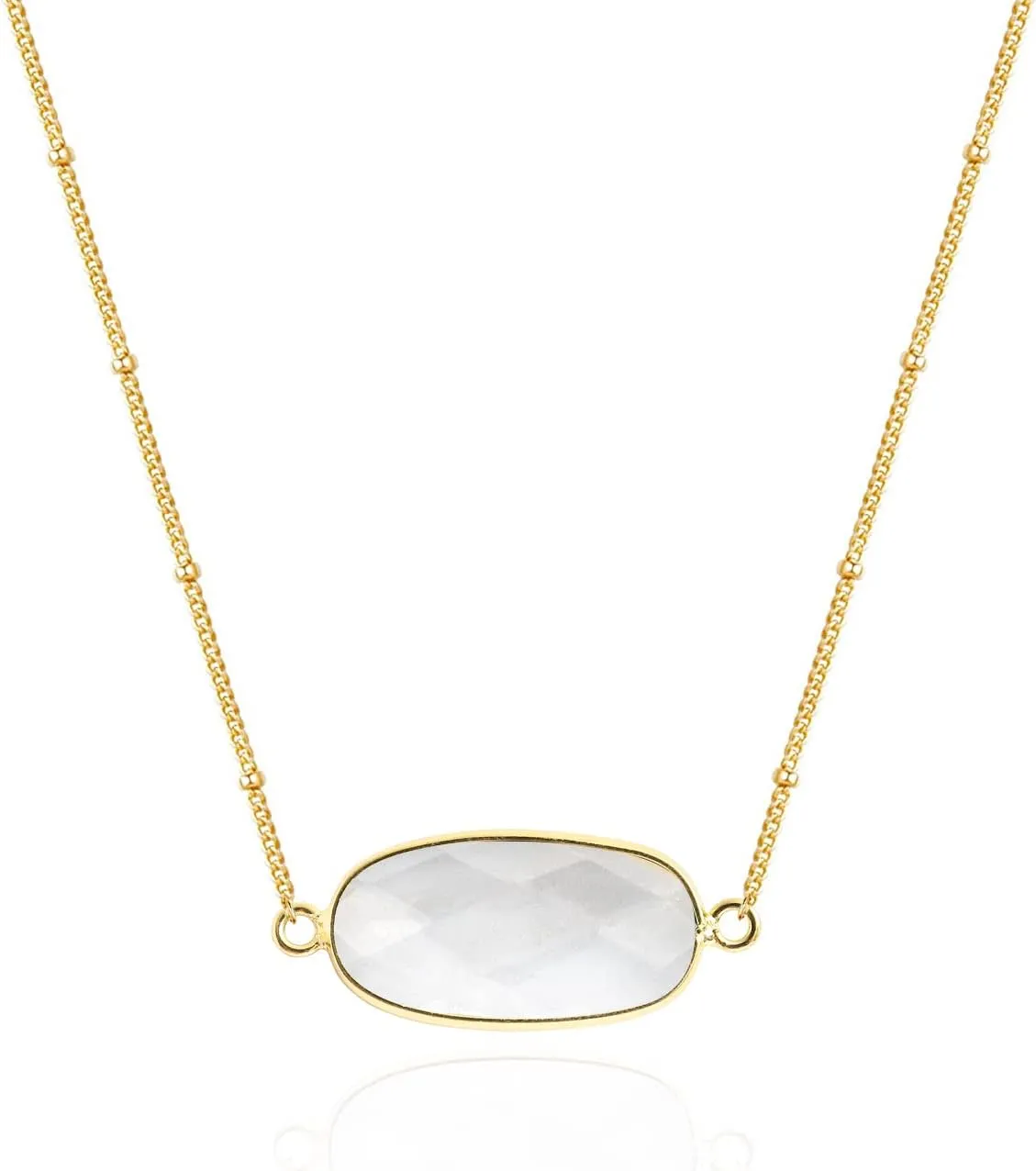 Angelstones Natural Gemstone Pendant Necklace, 14K Gold Plated Healing Crystal Necklaces for Women