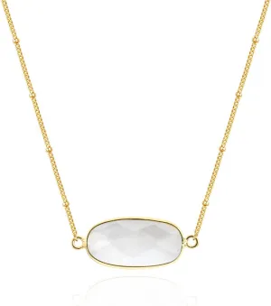 Angelstones Natural Gemstone Pendant Necklace, 14K Gold Plated Healing Crystal Necklaces for Women