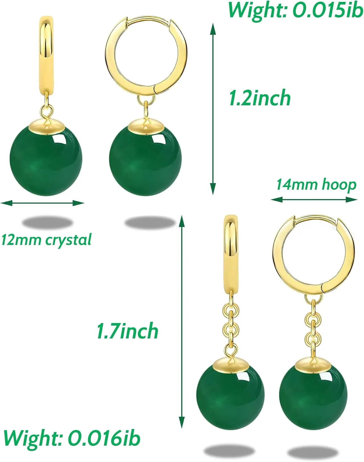 Anime Goku Potara Ball Dragon Z Black Vegetto Cosplay Sterling Silver Clip On Drop Hoop Earrings for Men Women Hypoallergenic Nature Jade Citrine Onyx Crystal Jewelry Gifts